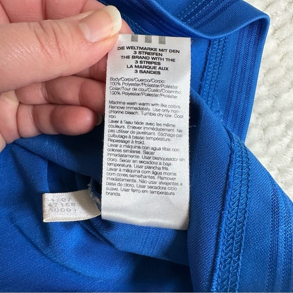 Adidas Mens Performance Polo Shirt Blue Stripe Polo XL Golf Spring Athletic - Picture 7 of 11